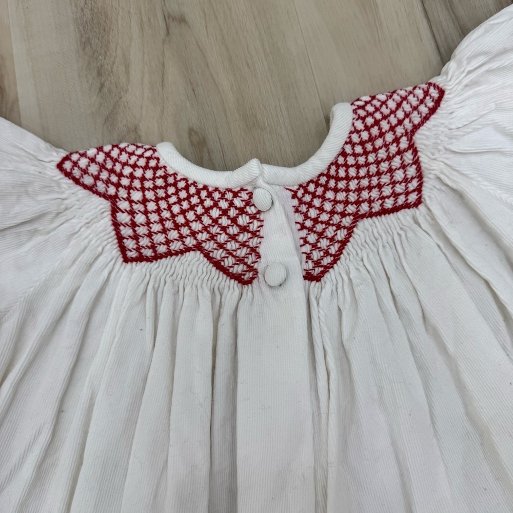 Christmas Dress, Brand: ZUCCINI KIDS, white corduroy size 2T boutique white Red - Picture 2 of 7